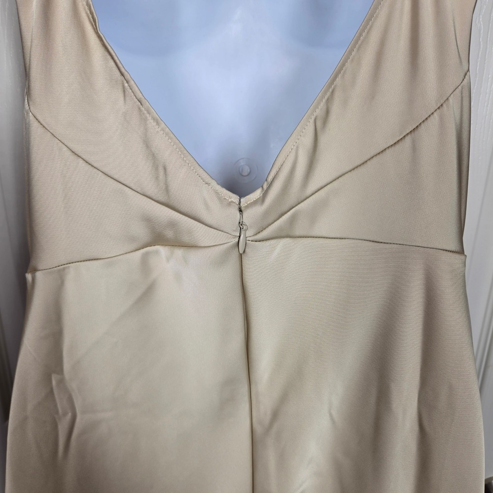 Gap Studio Satin Slip Dress Champagne Beige Maxi Formal Strappy Back Size 8 Chic - Picture 6 of 9